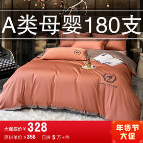 轻奢a类母婴级180支新疆长绒棉全棉四件套棉被套床