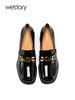 westory漆皮纯色单鞋女22年春季新款粗跟英伦风小皮鞋一脚蹬S22AM54601 商品缩略图3