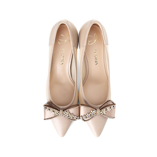 卡迪娜2022年春季新款月下玫瑰尖头细跟高跟时装鞋单鞋女KS221507 商品图3