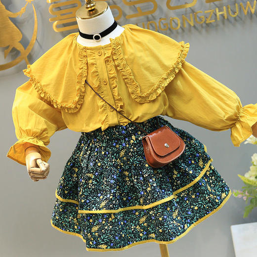 女童春装套装2022新款女宝宝春秋衬衣裙子中小童休闲洋气两件套潮 商品图2