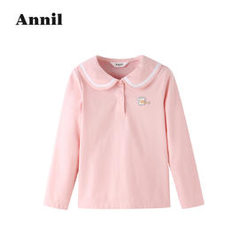 安奈儿女童SORONA翻领长袖针织衫ag211621