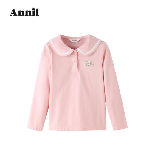 安奈儿女童SORONA翻领长袖针织衫ag211621 商品图0