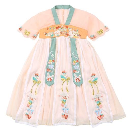 古风改良草莓派对女童汉服女孩古装中国风超仙短袖雪纺连衣襦裙夏 商品图8