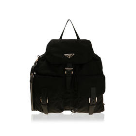 PRADA 普拉达 女士 Re-Nylon 再生尼龙珐琅金属三角形徽标中号子母双肩背包 黑色 1BZ811 RV44 F0002 OTO