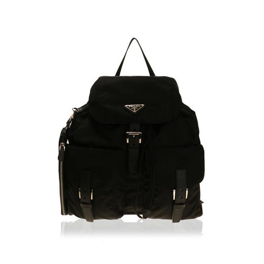 PRADA 普拉达 女士 Re-Nylon 再生尼龙珐琅金属三角形徽标中号子母双肩背包 黑色 1BZ811 RV44 F0002 OTO 商品图0