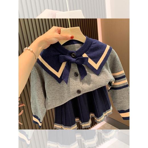 童装女童春装套装2022新款儿童学院风针织衫上衣毛衣半身裙两件套 商品图6