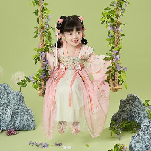汉服女童春装桃源仙境公主风古代全套粉色小清新套装可爱动物刺绣 商品图2
