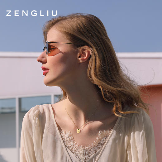 ZENGLIU字母M方形潮牌项链女ins嘻哈网红个性锁骨毛衣链简约百搭 商品图3