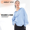 MOLYVIVI套头衫长袖女生宽松卫衣小V领连帽防小雨运动服潮 商品缩略图3