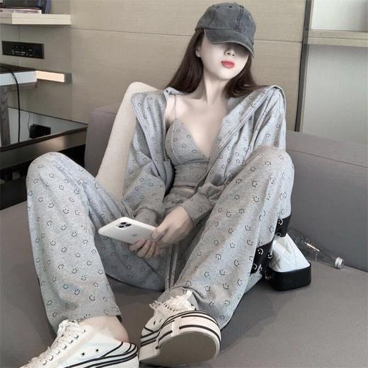 睡衣女春秋季可外穿长袖长裤韩版宽松网红ins运动三件套装家居服 商品图6
