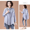 TZW-大码女装2022春新款胖mm遮肚显瘦棉麻刺绣不规则衬衫女 商品缩略图4
