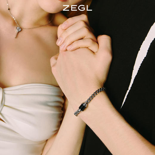 ZEGL一锁定情小情锁情侣手链项链送女友一对款生日七夕礼物送男友 商品图8