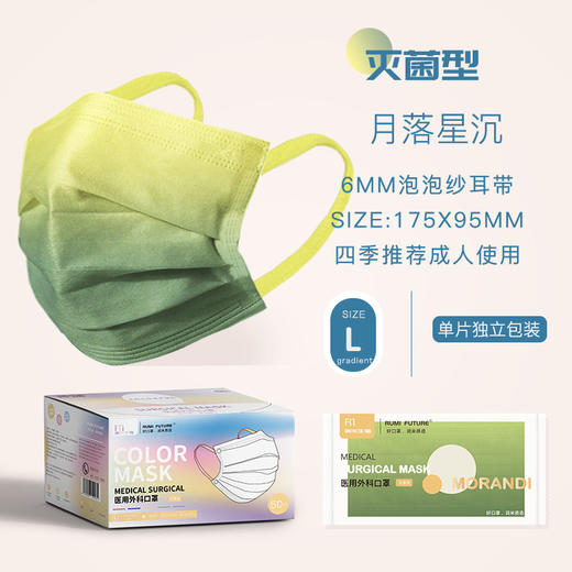 【限时折扣】莫兰迪一次性口罩50只（浩瀚蓝/金叶黄/藕粉/幽兰紫/浮生若梦/月落星沉/蜜桃奶茶/拿铁灰） 商品图3