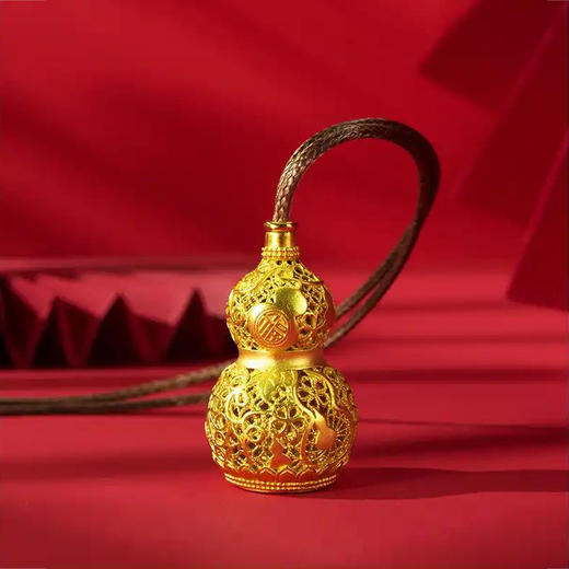 河南中钱 吉祥招财 古法银镂空观音葫芦吊坠 商品图5