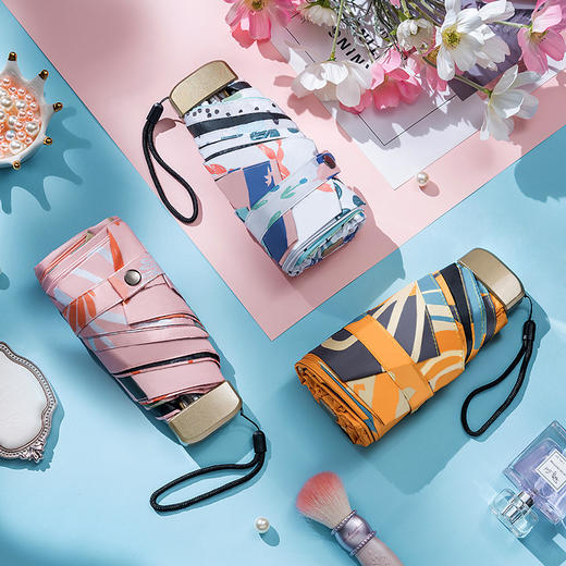 五折口袋晴雨伞超轻黑胶折叠遮阳防晒伞学生儿童创意雨伞 商品图0