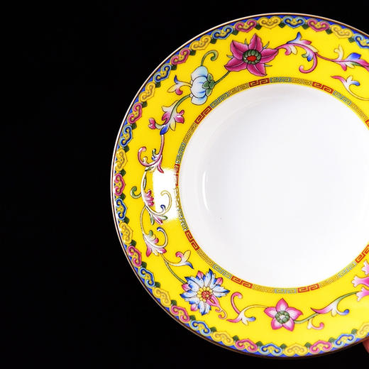 成艺德化陶瓷柒彩珐琅三才盖碗(葵纹黄) 商品图3