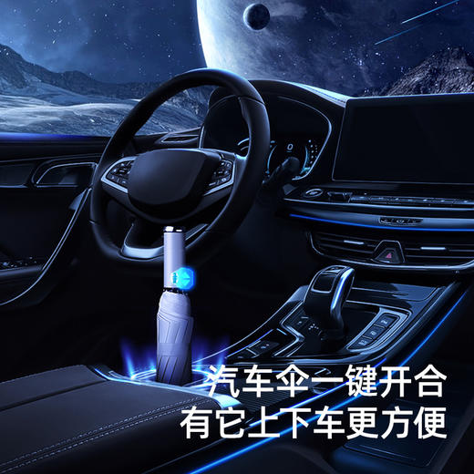 2022新款多功能可调节旋转LED手电筒雨伞 10骨全自动伞三折叠抗风车载商务晴雨伞 商品图2
