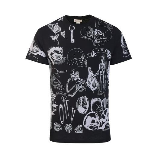 亚历山大麦昆（Alexander McQueen）男士潮流印花短袖T恤 商品图0
