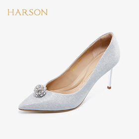 哈森女鞋2022年春季新款欧美细跟尖头时装鞋宴会满邦女单鞋HS227112
