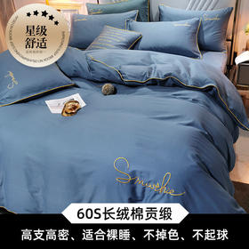 长绒棉60支棉刺绣三四件套全棉被套欧式学生床单床笠床品