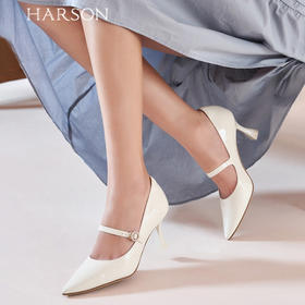 哈森女鞋2022年春季新款通勤尖头细高跟鞋女百搭玛丽珍女单鞋HS227126