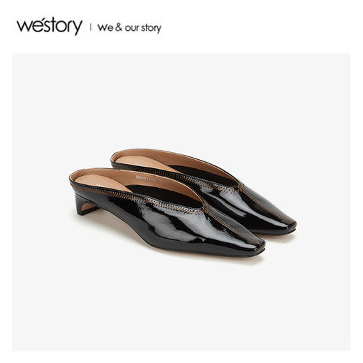 westory春季新品休闲拖鞋皮面女51341 商品图0