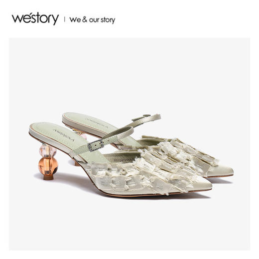 westory2020春季新款尖头翼穆勒鞋凉鞋女优雅雅致W20AH51621 商品图0