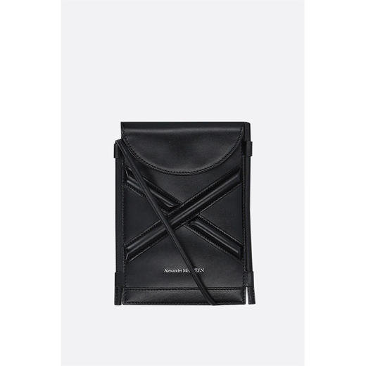 ALEXANDER MCQUEEN 亚历山大.麦昆 皮革单肩斜挎手机包 女士单肩包 黑色 666362 1YB49 1000 商品图0