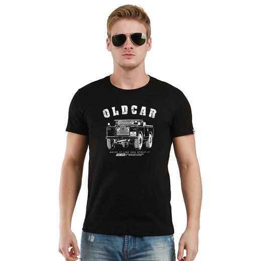 2022年自由基地夏季old car路虎印花男青年休闲短袖T恤圆领体恤衫 NMT-1802 商品图0