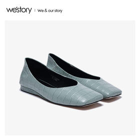 westory2020春季新款方头浅口时尚通勤鞋牛皮鞋女W20AE51731