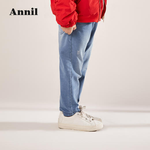 安奈儿女童全腰针织牛仔单裤xg216507 商品图1