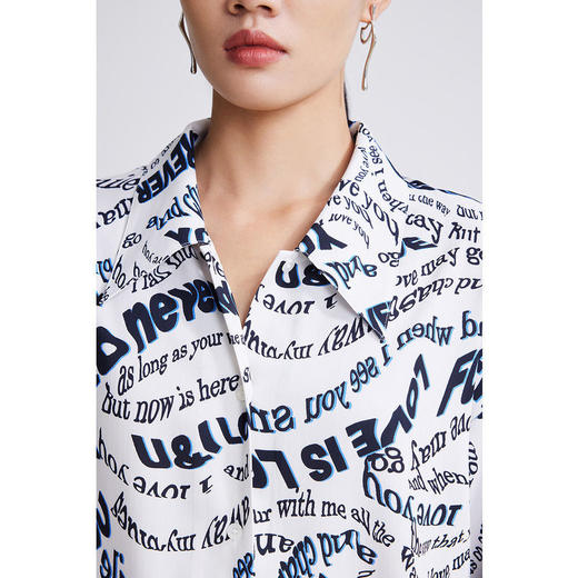 LILY2022春新款女装小众设计感印花宽松垂顺衬衫上衣122130C4219 商品图3