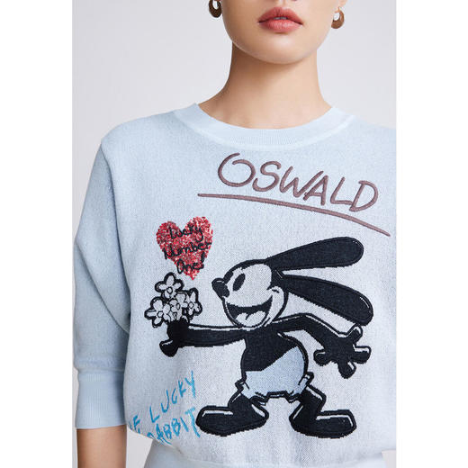 LILY迪士尼Oswald系列2022春新款女装时尚短款毛针织衫122120TK357 商品图2