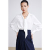 LILY2022春新款女装复古洋气翻领宽松垂顺醋酸衬衫女122130C8212 商品缩略图1