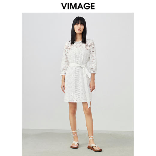 VIMAGE/纬漫纪春季新款洋气镂空显瘦收腰性感连衣裙女裙V1707313 商品图1