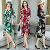 2022春季新款气质通勤V领长袖印花修身显瘦连衣裙 HR-YGYL8936 商品缩略图0