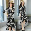 2022春季新款气质通勤V领长袖印花修身显瘦连衣裙 HR-YGYL8936 商品缩略图2