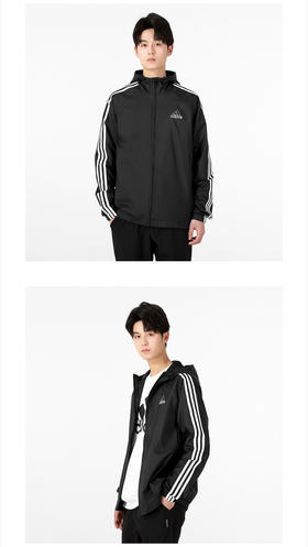 阿迪达斯外套男装2022春季新款运动服跑步连帽梭织防风夹克HE4322