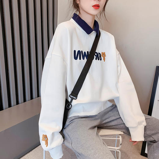 2022年新款polo领卫衣女大码女装设计感小众韩版宽松春季外套上衣 商品图3