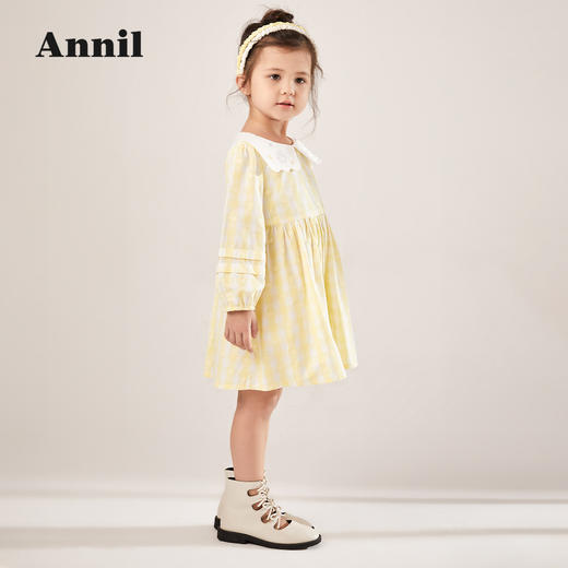 安奈儿女童翻领长袖连衣裙xg213522 商品图3