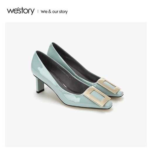 westory2020春季新品方扣高跟鞋休闲女W20AE51551 商品图0