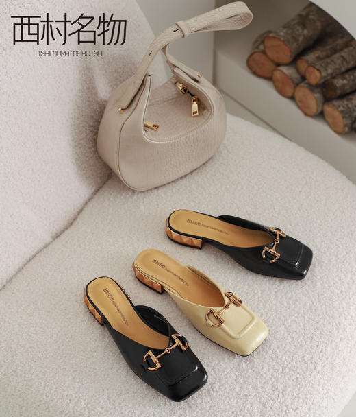 西村名物2021春夏新款中跟穆勒拖百搭X21AH14901 商品图0