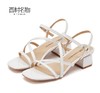 西村名物2021年专柜同款新款牛漆皮女凉鞋一字带凉鞋粗跟凉鞋X21BG23941 商品缩略图0