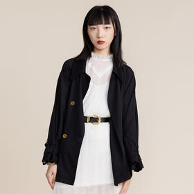 MIIDII谜底2022春绑带收腰质感莱赛尔风衣中长款外套女221ME0127