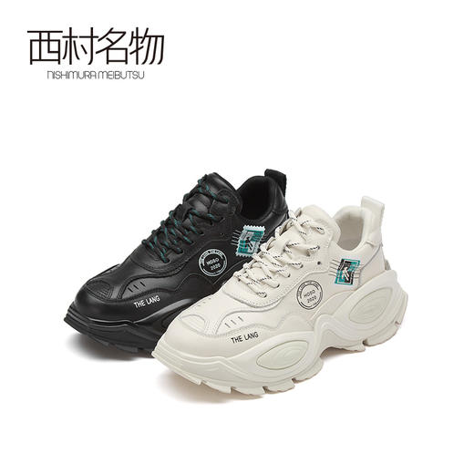 西村名物2021春季新款推荐老爹鞋女ins潮百搭厚底增高休闲鞋X21AM12281 商品图0