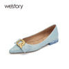westory女鞋2021春季新款牛皮尖头一脚蹬豆豆鞋奶奶鞋W21AE52571 商品缩略图0