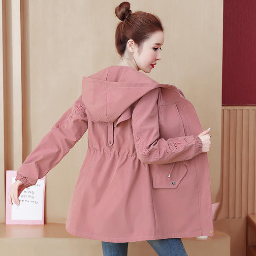 2022春季新款风衣女中长款抽绳显瘦刺绣小个子外套 YX2016 商品图4