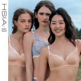 HSIA遐 内衣女3/4杯中小胸轻薄法式胸罩春风十里性感蕾丝撞色文胸