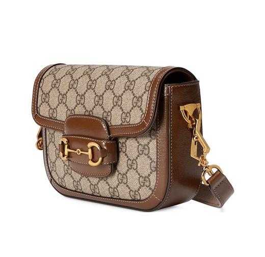 GUCCI古驰 马衔扣1955 复古金口老花LOGO条纹织带马鞍包 658574 含两条肩带 商品图2