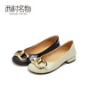 西村名物2021春季新款开车平底鞋女浅口单鞋金属扣瓢鞋粗跟X21AE12651 商品缩略图0